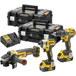 Σετ Γωνιακός Τροχός & Παλμικό & Δράπανο DeWalt DCK384P2T 18V με 2 Μπαταρίες 5Ah και Θήκη