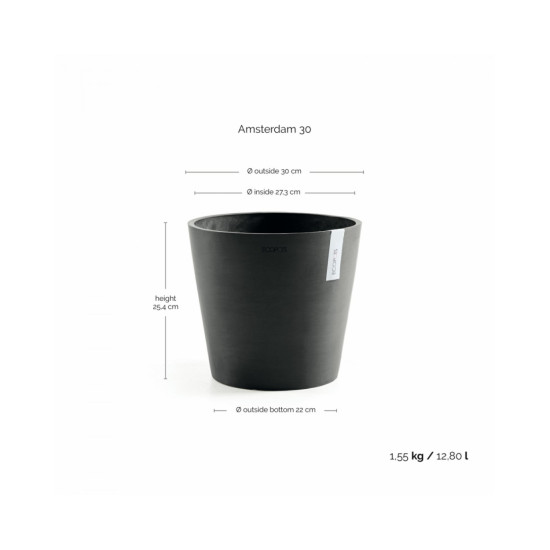 Γλάστρα Ecopots Amsterdam 30*26.3 Μαύρη Γλάστρα Ecopots Amsterdam 30*26.3 Μαύρη