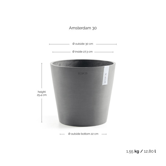 Γλάστρα Ecopots Amsterdam 30*26.3 Γκρί Γλάστρα Ecopots Amsterdam 30*26.3 Γκρί