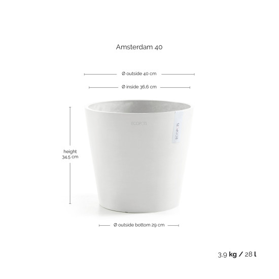 Γλάστρα Ecopots Amsterdam 40*34.5 Λευκή Γλάστρα Ecopots Amsterdam 40*34.5 Λευκή