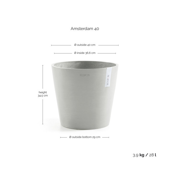 Γλάστρα Ecopots Amsterdam 40*34.5 Ανοιχτό Γκρί Γλάστρα Ecopots Amsterdam 40*34.5 Ανοιχτό Γκρί