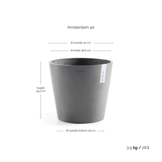 Γλάστρα Ecopots Amsterdam 40*34.5 Γκρί Γλάστρα Ecopots Amsterdam 40*34.5 Γκρί