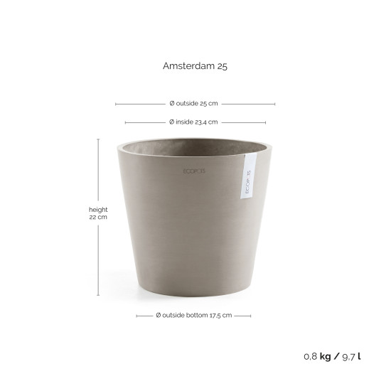 Γλάστρα Ecopots Amsterdam 25*22 Taupe Γλάστρα Ecopots Amsterdam 25*22 Taupe