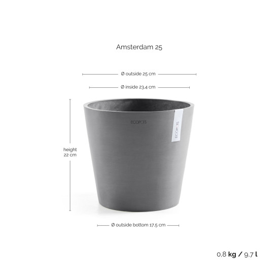Γλάστρα Ecopots Amsterdam 25*22 Γκρί Γλάστρα Ecopots Amsterdam 25*22 Γκρί