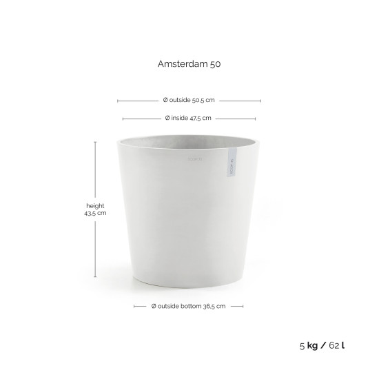 Γλάστρα Ecopots Amsterdam 25*22 Λευκή Γλάστρα Ecopots Amsterdam 25*22 Λευκή
