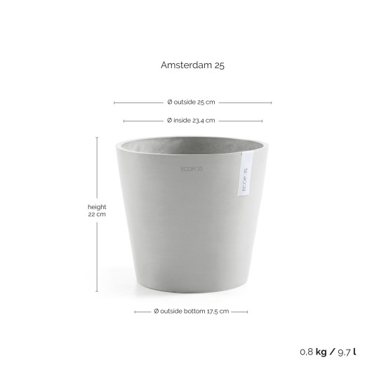 Γλάστρα Ecopots Amsterdam 25*22 Ανοιχτό Γκρί Γλάστρα Ecopots Amsterdam 25*22 Ανοιχτό Γκρί
