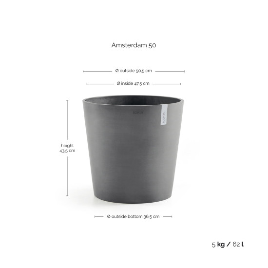 Γλάστρα Ecopots Amsterdam 50.5*43.5 Γκρί Γλάστρα Ecopots Amsterdam 50.5*43.5 Γκρί