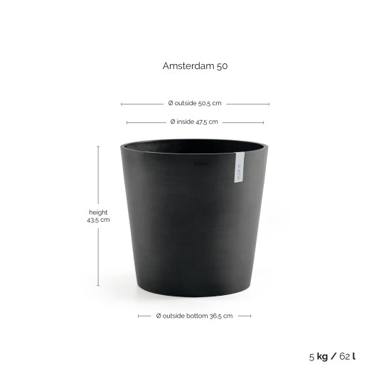 Γλάστρα Ecopots Amsterdam 50.5*43.5 Μαύρη Γλάστρα Ecopots Amsterdam 50.5*43.5 Μαύρη