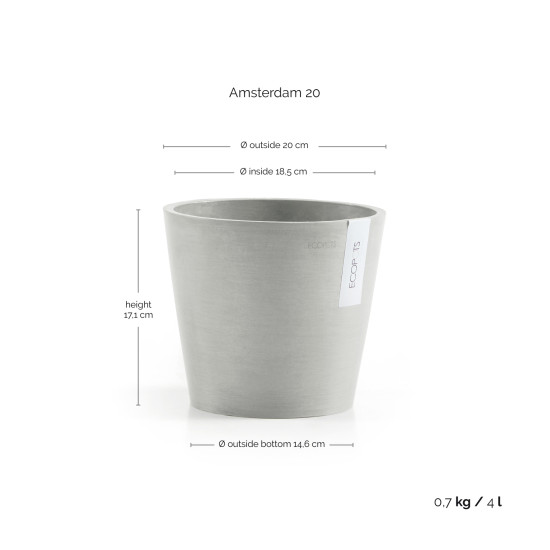 Γλάστρα Ecopots Amsterdam 20*17.1 Ανοιχτό Γκρί Γλάστρα Ecopots Amsterdam 20*17.1 Ανοιχτό Γκρί