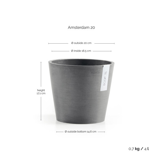 Γλάστρα Ecopots Amsterdam 20*17.1 Γκρί Γλάστρα Ecopots Amsterdam 20*17.1 Γκρί