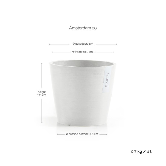 Γλάστρα Ecopots Amsterdam 20*17.1 Λευκή Γλάστρα Ecopots Amsterdam 20*17.1 Λευκή