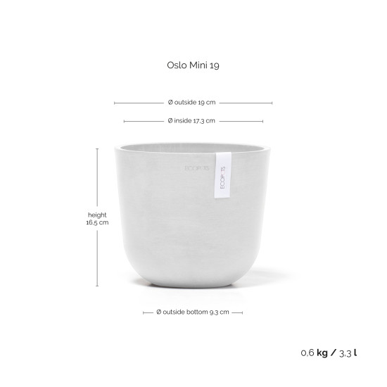 Γλάστρα Ecopots Oslo Mini 19*16.5 Λευκή Γλάστρα Ecopots Oslo Mini 19*16.5 Λευκή