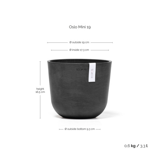 Γλάστρα Ecopots Oslo Mini 19*16.5 Μαύρη Γλάστρα Ecopots Oslo Mini 19*16.5 Μαύρη