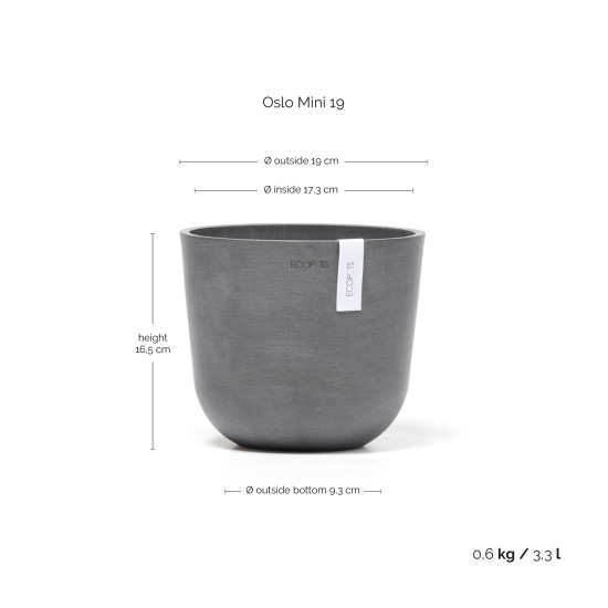 Γλάστρα Ecopots Oslo Mini 19*16.5 Γκρί Γλάστρα Ecopots Oslo Mini 19*16.5 Γκρί