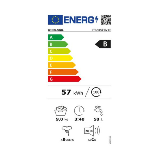 Πλυντήριο Ρούχων Whirlpool FFB 9458 WV EE 9 Kg Πλυντήριο Ρούχων Whirlpool FFB 9458 WV EE 9 Kg