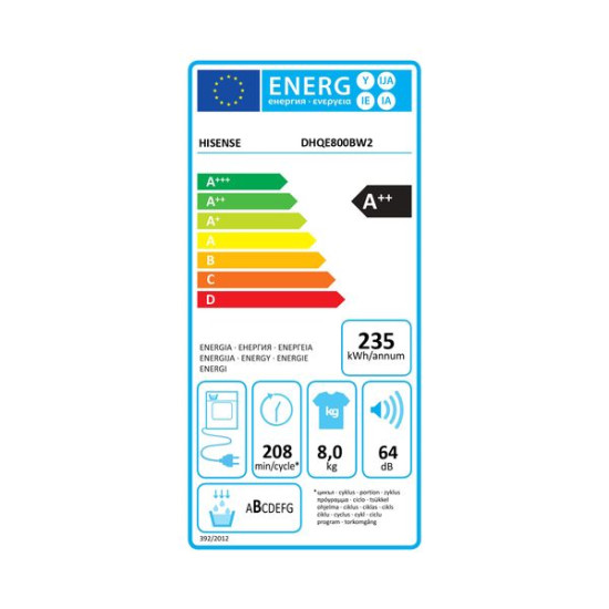 Στεγνωτήριο Hisense DHQE800BW2 8 Kg Στεγνωτήριο Hisense DHQE800BW2 8 Kg