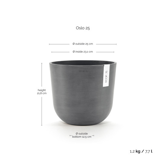 Γλάστρα Ecopots  Oslo 25*21.8 Γκρί