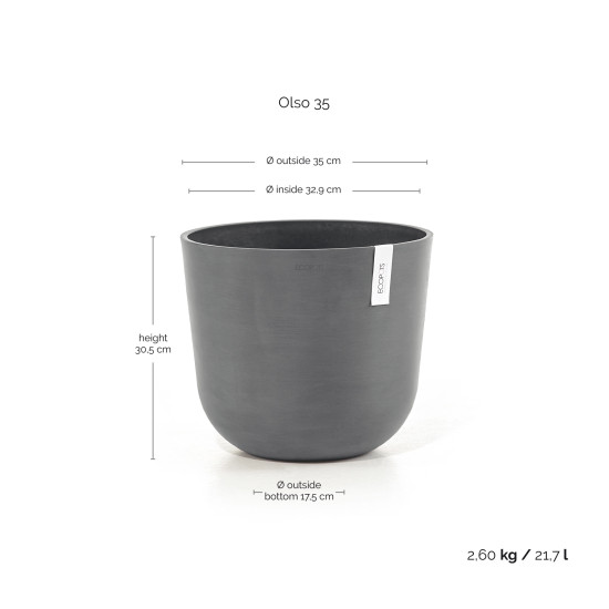 Γλάστρα Ecopots Oslo 35*30.5 Γκρί Γλάστρα Ecopots Oslo 35*30.5 Γκρί