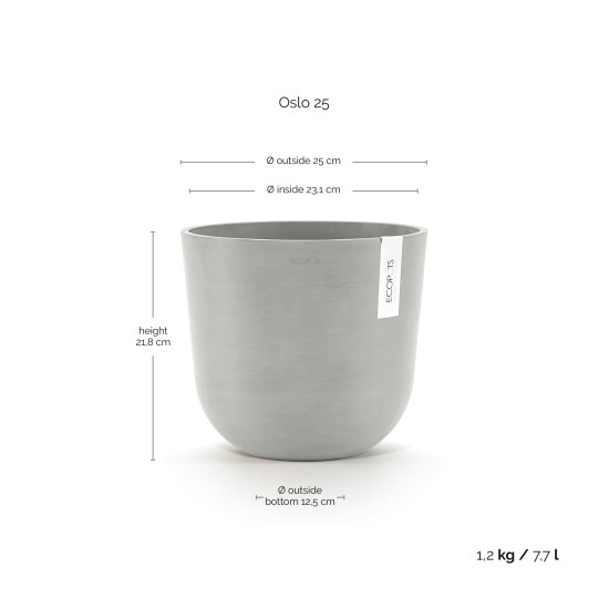 Γλάστρα Ecopots Oslo 25*21.8 Ανοιχτό Γκρί Γλάστρα Ecopots Oslo 25*21.8 Ανοιχτό Γκρί
