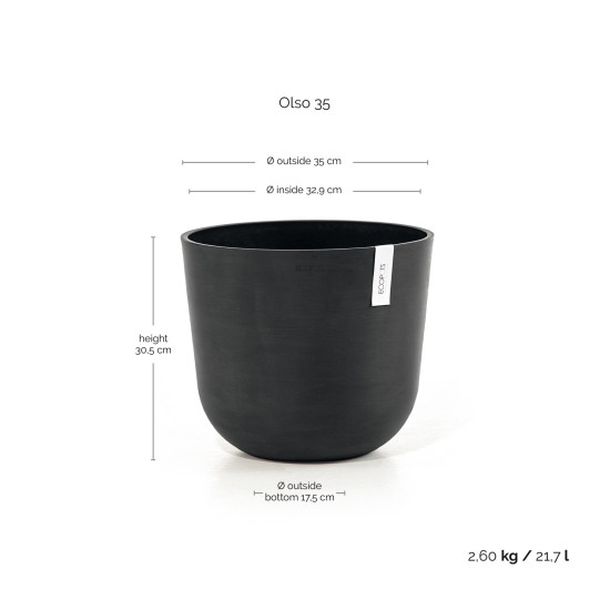 Γλάστρα Ecopots Oslo 35*30.5 Μαύρη Γλάστρα Ecopots Oslo 35*30.5 Μαύρη