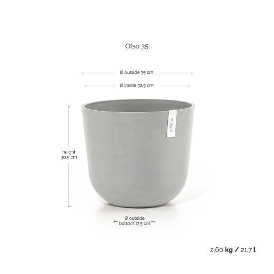 Γλάστρα Ecopots Oslo 35*30,5 Λευκό Γκρί Γλάστρα Ecopots Oslo 35*30,5 Λευκό Γκρί