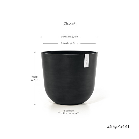 Γλάστρα Ecopots Oslo 45*39.4 Μαύρη Γλάστρα Ecopots Oslo 45*39.4 Μαύρη