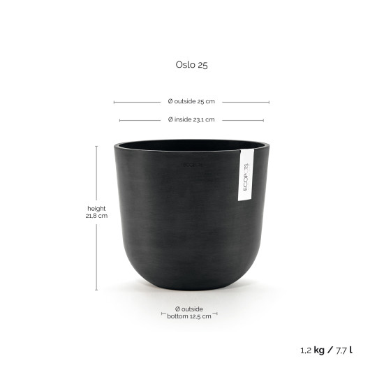 Γλάστρα Ecopots Oslo 25*21.8 Μαύρη Γλάστρα Ecopots Oslo 25*21.8 Μαύρη