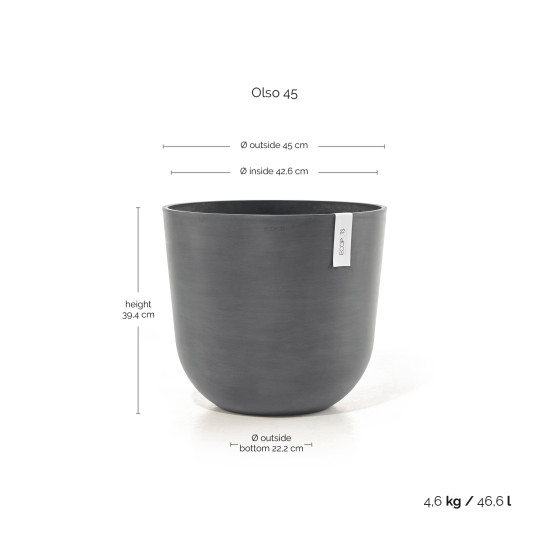 Γλάστρα Ecopots Oslo 45*39.4 Γκρί Γλάστρα Ecopots Oslo 45*39.4 Γκρί