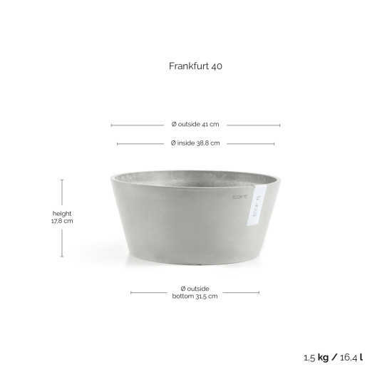 Γλάστρα Ecopots fankfurt 41*17.8 Λευκό Γκρί Γλάστρα Ecopots fankfurt 41*17.8 Λευκό Γκρί
