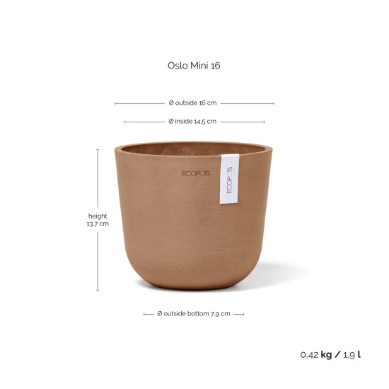 Γλάστρα Ecopots Oslo Mini 16*13.7 Terracotta Γλάστρα Ecopots Oslo Mini 16*13.7 Terracotta