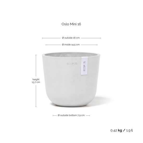 Γλάστρα Ecopots Oslo Mini 16*13.7 Λευκό Γλάστρα Ecopots Oslo Mini 16*13.7 Λευκό