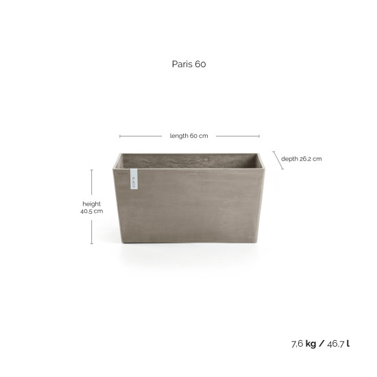 Γλάστρα Ecopots Little Paris 60*26*40.5 Taupe Γλάστρα Ecopots Little Paris 60*26*40.5 Taupe