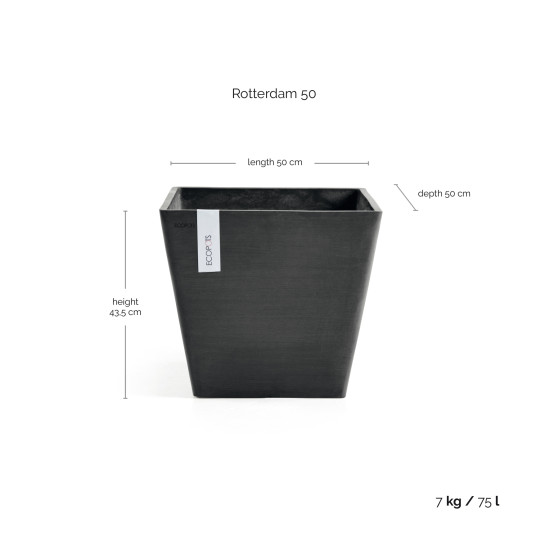 Γλάστρα Ecopots Rotterdam 50*50*43*5 Μαύρη Γλάστρα Ecopots Rotterdam 50*50*43*5 Μαύρη