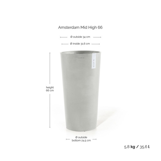 Γλάστρα Ecopots Amsterdam 66*34 Mid High Ανοιχτό Γκρί Γλάστρα Ecopots Amsterdam 66*34 Mid High Ανοιχτό Γκρί