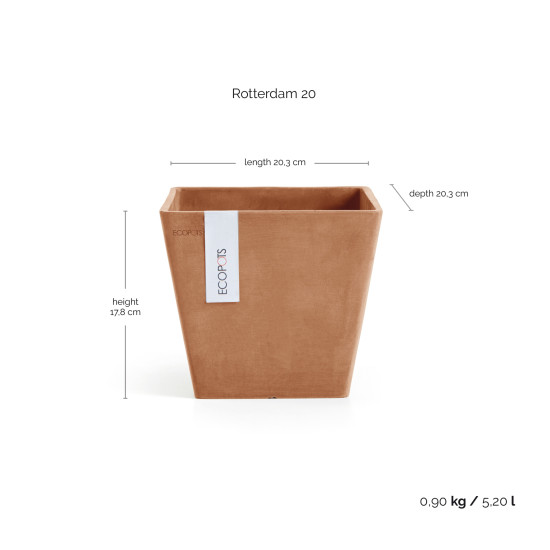 Γλάστρα Ecopots Rotterdam 20.3*20.3*17.8 Terracotta Γλάστρα Ecopots Rotterdam 20.3*20.3*17.8 Terracotta