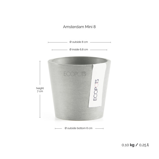 Γλάστρα Ecopots Amsterdam Μini 8*7 Λευκό Γκρί Γλάστρα Ecopots Amsterdam Μini 8*7 Λευκό Γκρί