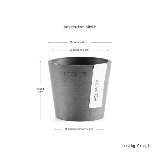 Γλάστρα Ecopots Amsterdam Μini 8*7 Γκρί Γλάστρα Ecopots Amsterdam Μini 8*7 Γκρί