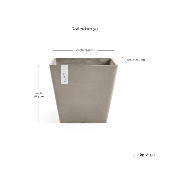Γλάστρα Ecopots Rotterdam 29.5*29.5*26.4 Taupe Γλάστρα Ecopots Rotterdam 29.5*29.5*26.4 Taupe