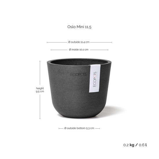 Γλάστρα Ecopots Oslo Mini 11.5*9.5 Μαύρο Γλάστρα Ecopots Oslo Mini 11.5*9.5 Μαύρο