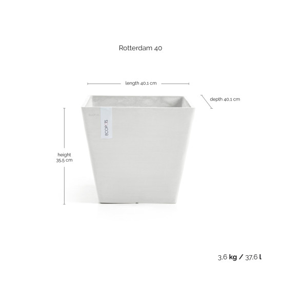 Γλάστρα Ecopots Rotterdam 40.1*40.1*35.5 Λευκό Γλάστρα Ecopots Rotterdam 40.1*40.1*35.5 Λευκό
