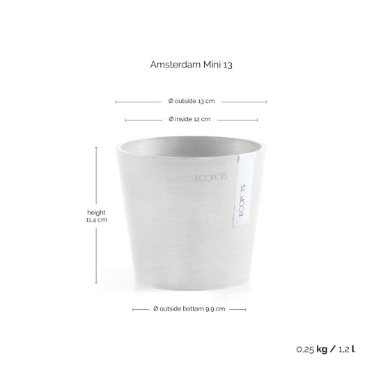 Γλάστρα Ecopots Amsterdam Μini 13*11.4 Λευκό Γλάστρα Ecopots Amsterdam Μini 13*11.4 Λευκό