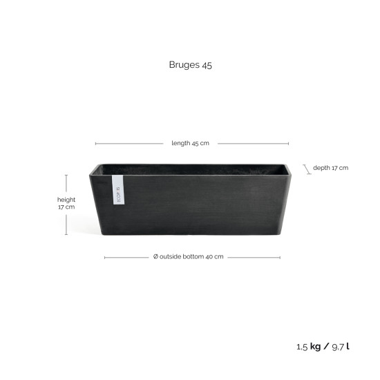 Γλάστρα Ecopots Balcony Bruges 45*17*17 Μαύρη Γλάστρα Ecopots Balcony Bruges 45*17*17 Μαύρη