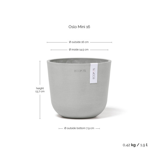 Γλάστρα Ecopots Oslo Mini 16*13.7 Λευκό Γκρί Γλάστρα Ecopots Oslo Mini 16*13.7 Λευκό Γκρί