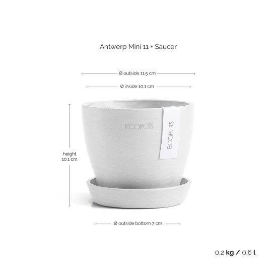 Γλάστρα  Ecopots Antwerp 40*30 Λευκό 