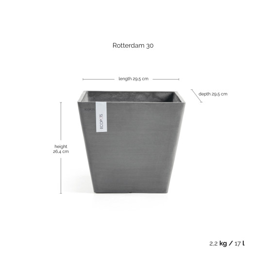 Γλάστρα Ecopots Rotterdam 29.5*29.5*26.4 Γκρί Γλάστρα Ecopots Rotterdam 29.5*29.5*26.4 Γκρί