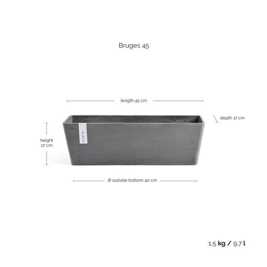 Γλάστρα Ecopots Balcony 45*17*17 Γκρί Γλάστρα Ecopots Balcony 45*17*17 Γκρί