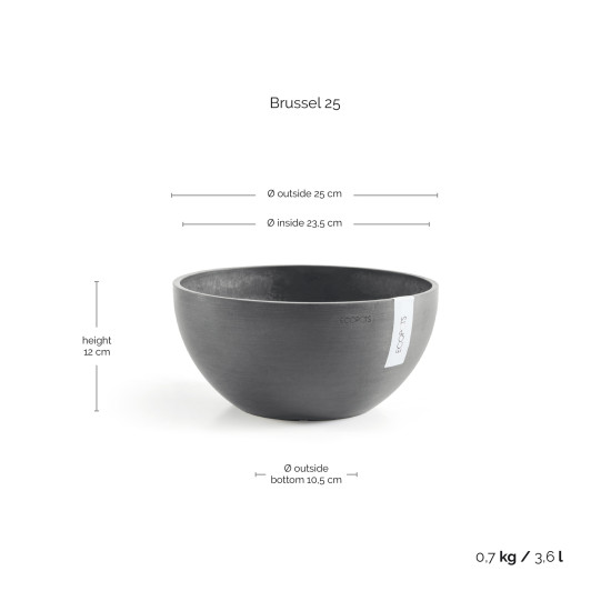 Γλάστρα Ecopots Brussels 25*12 Γκρί Γλάστρα Ecopots Brussels 25*12 Γκρί