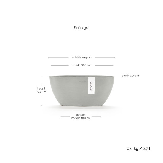 Γλάστρα Ecopots Sofia 29.5*13.5*13.4 Ανοιχτό Γκρί Γλάστρα Ecopots Sofia 29.5*13.5*13.4 Ανοιχτό Γκρί