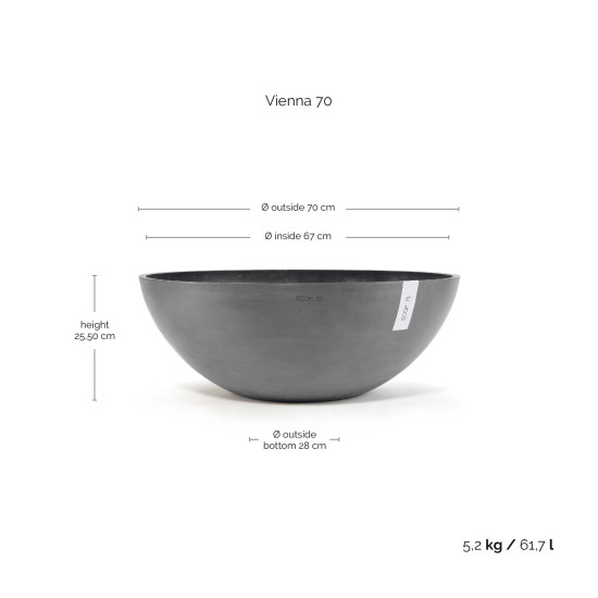 Γλάστρα Ecopots Vienna 70*25.5 Γκρί 