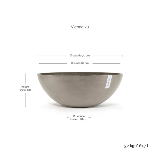 Γλάστρα Ecopots Vienna 70*25.5 Taupe